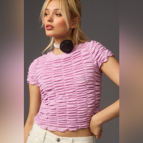 Anthropologie Pink Textured Top - Picture 1 of 6